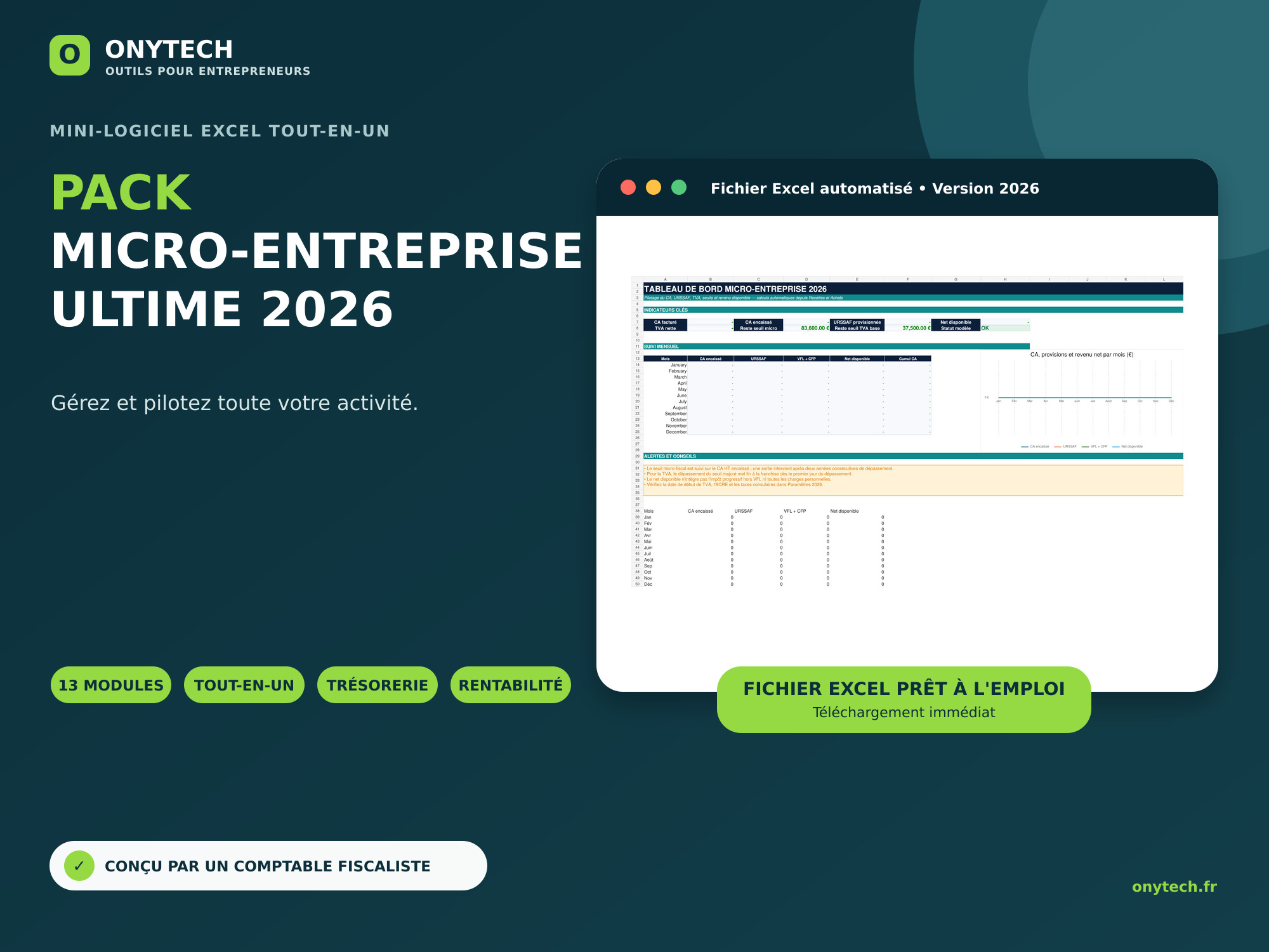 Aperçu du Pack micro-entreprise ultime 2026 Onytech